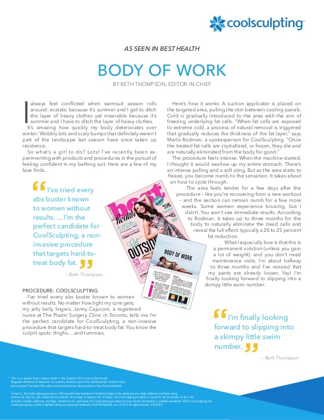 Best Health magazine article on CoolSculpting